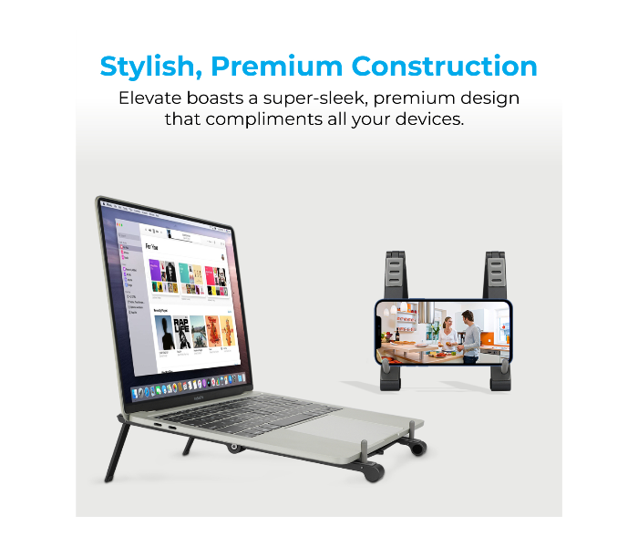 Promate ELEVATE Aluminum Multi-Angle Foldable Laptop Stand - Black - Zoom Image 3