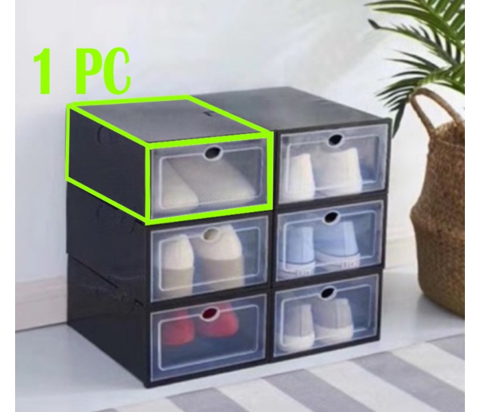 1 PC Stockable Transparent Shoe Box Multi Use Plastic Shoe Storage Box Organizer - Pink - Zoom Image 2