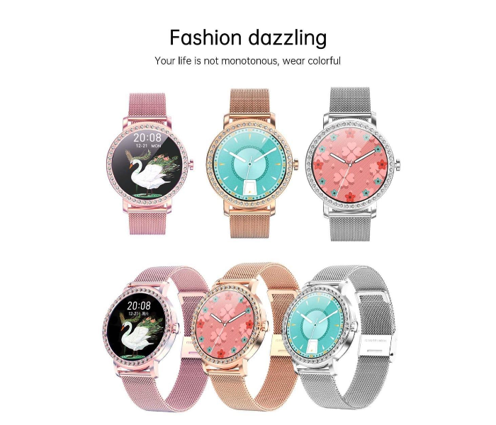 Metal Strap Stylish 1.28Inch Heart Rate Monitor 180mAh IP67 Waterproof Android and IOS 42mm Ladies Smart Watch - Gold - Zoom Image 5