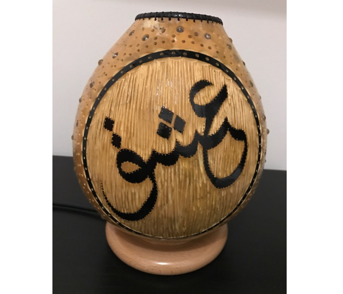 Handmade ISHQ Gourd Art Night Lamp - Wood - Zoom Image 3