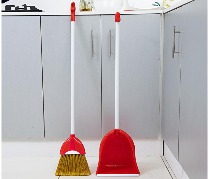 Royalford RF7139 Broom With Dustpan - Red - Zoom Image 1