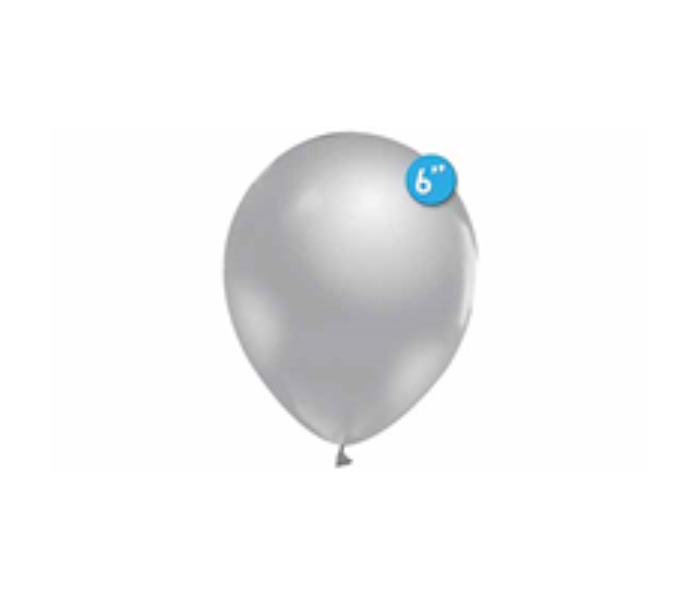 Rota Party Pack of 100 Pieces 6 inch Standard Latex Balloon - Silver - Zoom Image