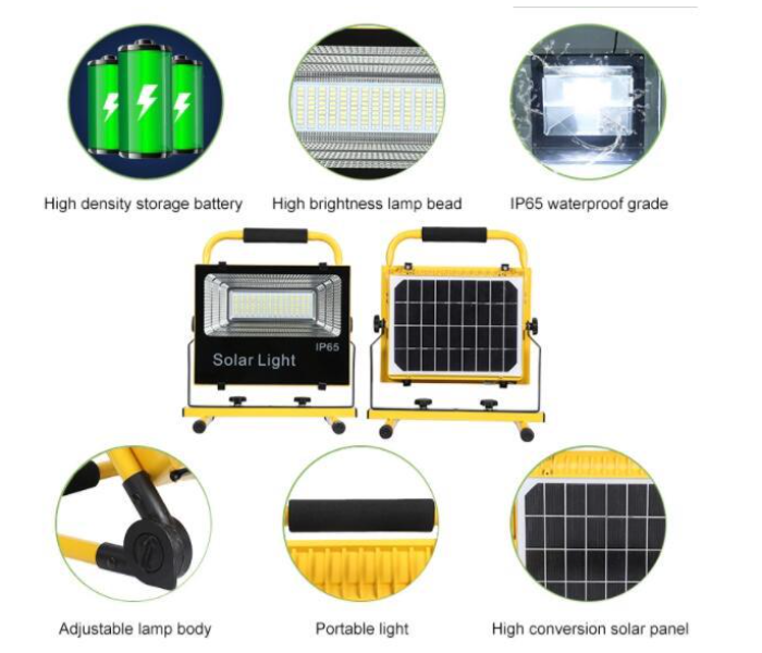 LED Solar 30W Integrated Portable Flood Light - Yellow - Zoom Image 3