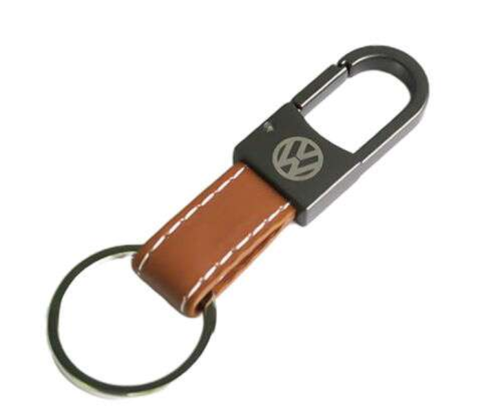 Carabiner Lock Auto Car Keychain for Volkswagen - Brown and Black - Zoom Image