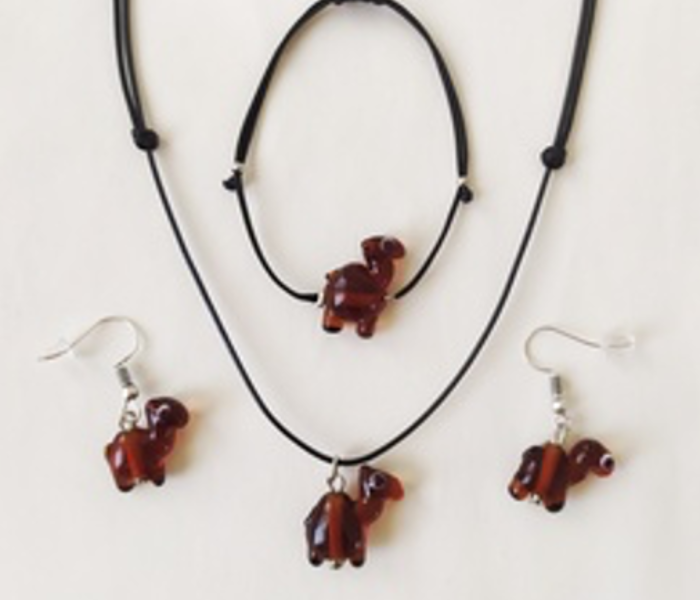 Handmade Glass Art Camel Jewellery Set - Brown - Zoom Image 2