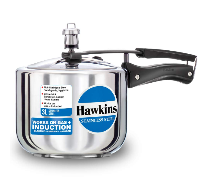 Hawkins HSS3T 3 Litre Stainless Steel Pressure Cooker - Silver - Zoom Image 1