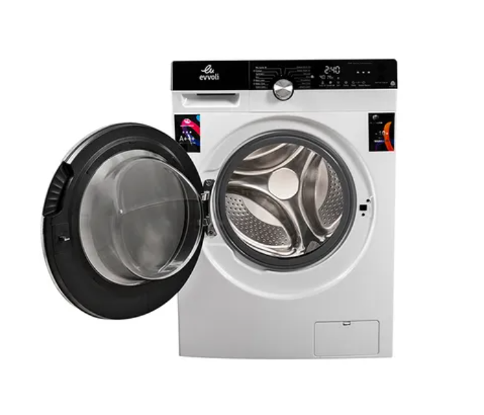 Evvoli EVWM-FBLE-914W 9 KG 1400 PRM Front Load Washing Machine – White and Black - Zoom Image 3