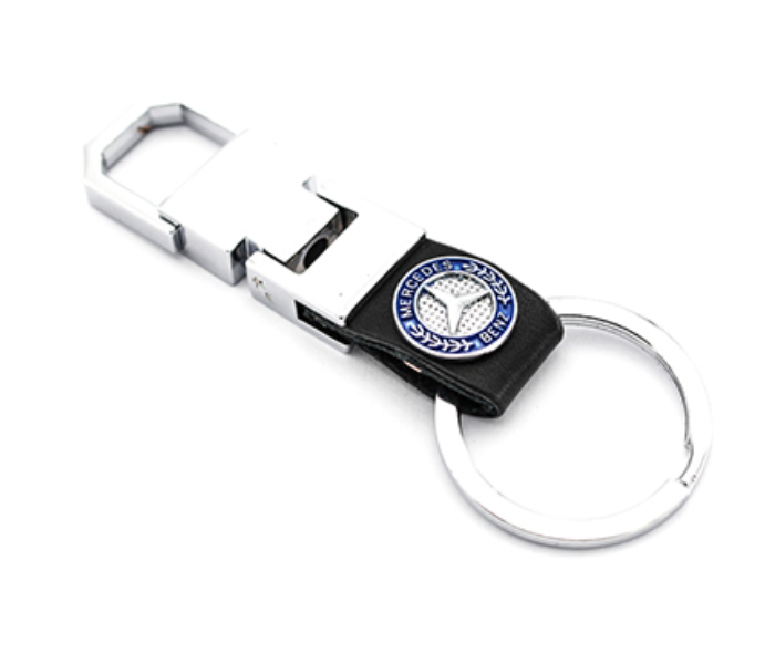 Steel Case Car Keychain with Carabiner Hook for Benz - Black and Silver - Zoom Image