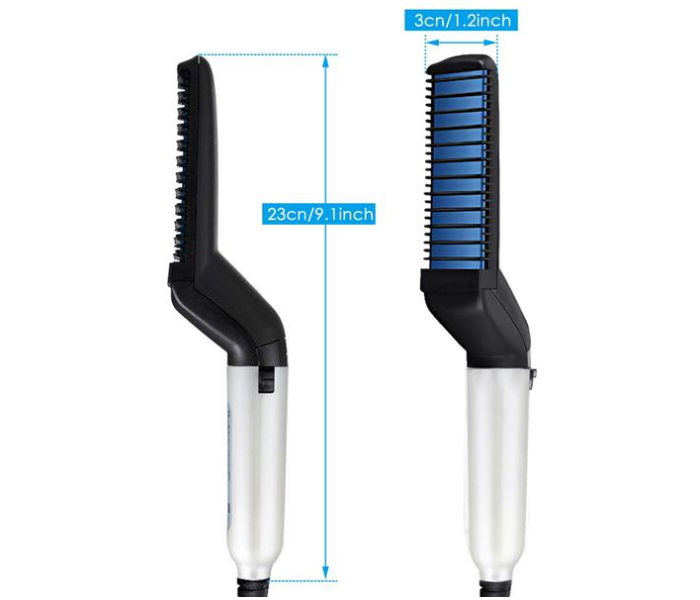 Men Beard Straightener and Quick Hair Styler Hair Comb - Black - Zoom Image 3