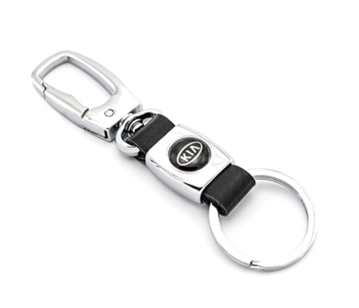 Logo Car Keychain with Carabiner Hook for KIA - Black and Silver - Zoom Image