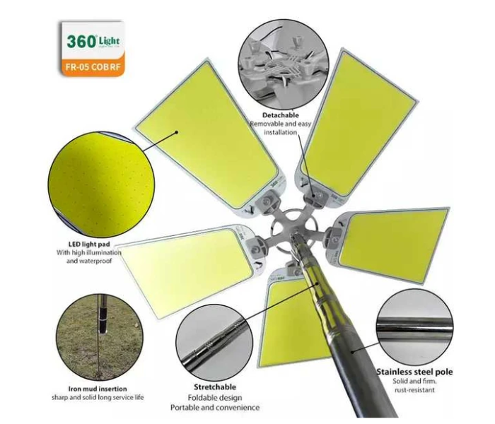 360 Degree Multifunction Outdoor 1250W LED Super Bright Tent Light Rod - Zoom Image 3