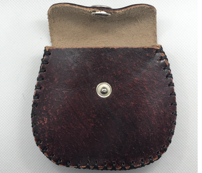 Handmade Leather Small Bag for Coins- Brown - Zoom Image 5