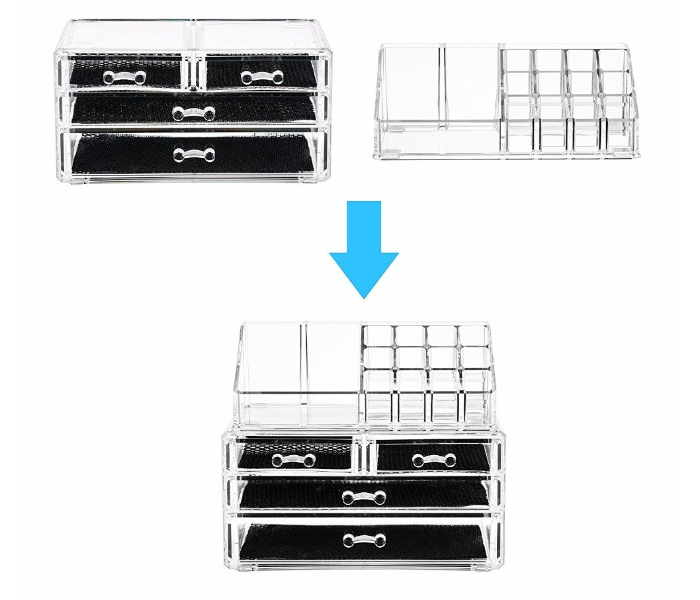 4 Drawer Clear Acrylic Cosmetic Organiser Display Table Storage Stand for Make Up  - Zoom Image 4