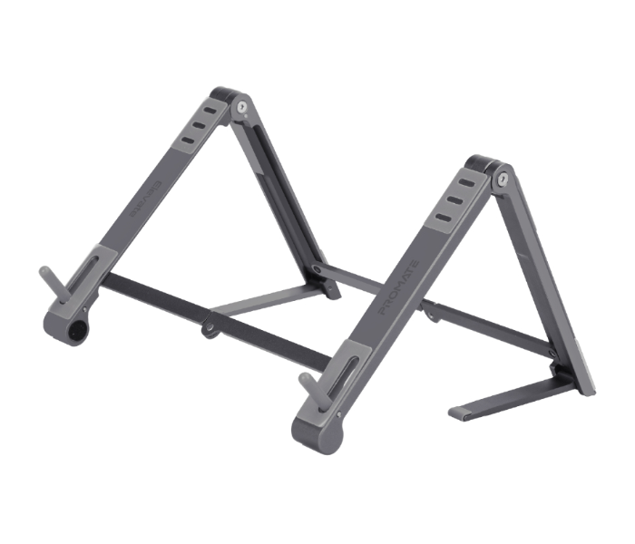 Promate ELEVATE Foldable Aluminum Multi Angle Computer Desk Stand with Adjustable Height - Grey - Zoom Image 1