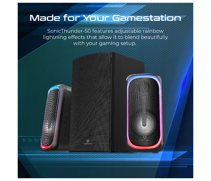 Vertux SONICTHUNDER-50 50W Surround Sound Gaming Speaker - Black - Zoom Image 3