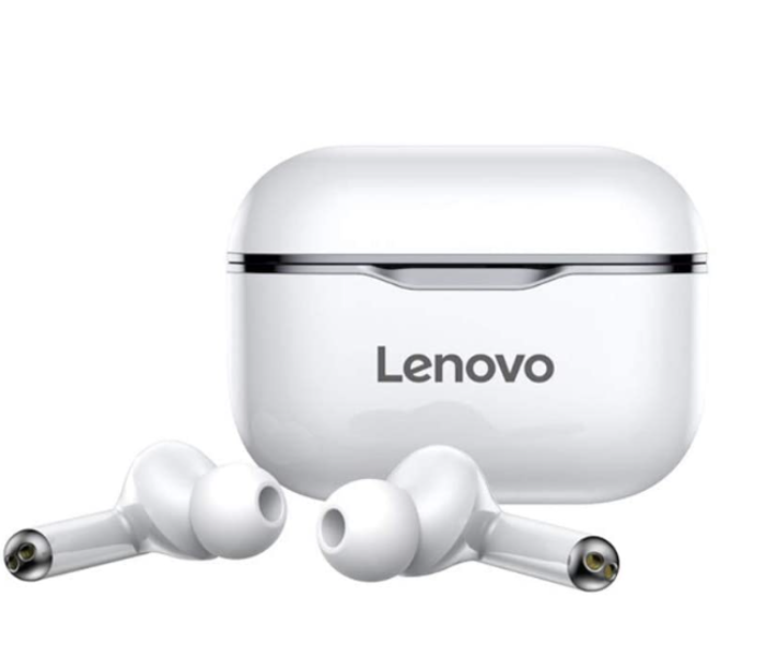 Lenovo LP1 Wireless Earphone Bluetooth 5.0 Dual Stereo Earbuds With Mic A Touch Control Long Standby 300mAH IPX4 Water Proof Headset Noise Reduction Charging Case TWS - White - Zoom Image 1