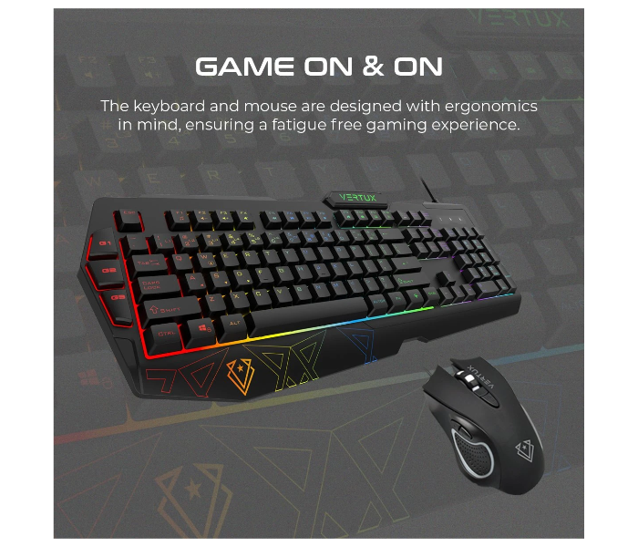 Vertux VENDETTA Backlit Wired Gaming Keyboard and Mouse - Black - Zoom Image 3