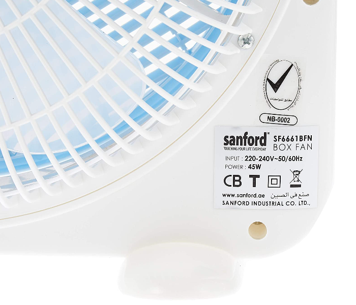 Sanford SF6661BFN 45Watts 12Inch Box Fan- White and Blue - Zoom Image 3