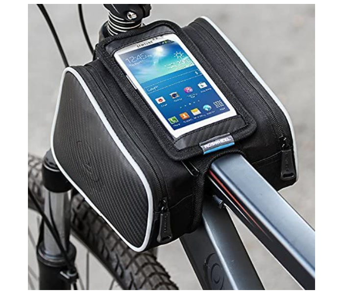 Roswheel 5.5inch Tube Pannier Double Pouch Cellphone Touchscreen Waterproof Cycling Bag- Black - Zoom Image 1