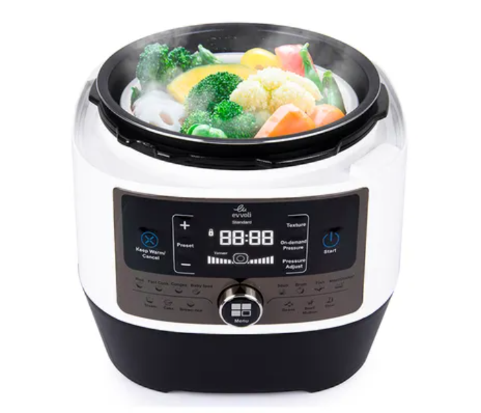 Evvoli EVKA-PC5014B 5 Litter 900W 14 Programs Digital LED Display 24 hours preset timer 14 In 1 Multi-Use Programmable Pressure Cooker  - Black and White - Zoom Image 6