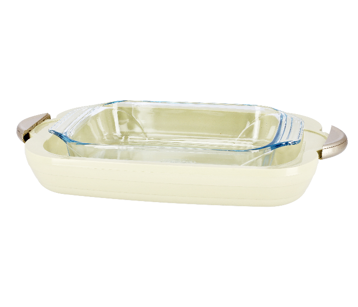 Royalford RF9997 3.5L Zenex Insulated Glass Oblong Hotpot – Beige - Zoom Image 2