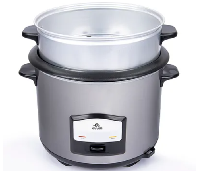 Evvoli EVKA-RC6501S 750W 6.5 Litter Up To 12 Cup Of Rice Non-Stick 2 In 1 Rice Cooker with Steamer  - Black and Silver - Zoom Image 6