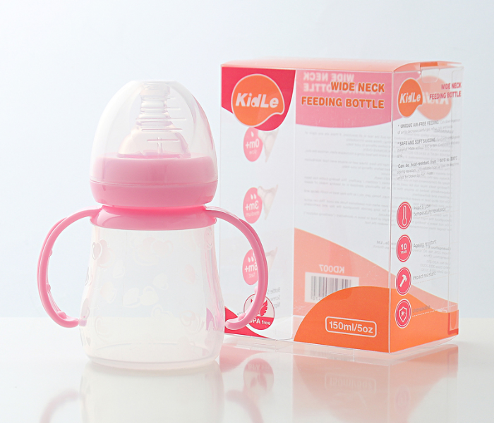 KidLe CJM0013 150ml Wide Mouth Silicone Milk Bottle Feeding Bottle - Pink - Zoom Image 3