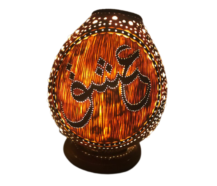 Handmade ISHQ Gourd Art Night Lamp - Wood - Zoom Image 1