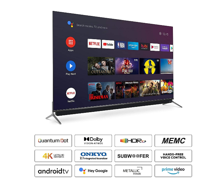 TCL 55C815 55 inch 4K QLED Smart Android TV with Intergrated ONKYO Soundbar - Black - Zoom Image 2