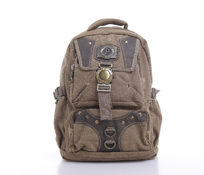 Para John PJBP6644A18-K 18 inch Canvas Leather Backpack - Khaki - Zoom Image 1