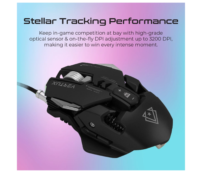 Vertux INDIUM High Performance Wired Gaming Mouse - Black - Zoom Image 3