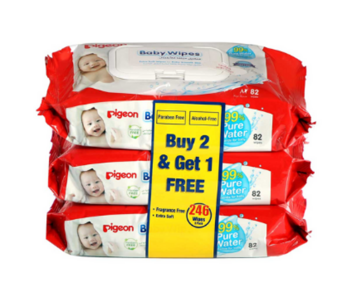 Pigeon Pack of 3 82 Sheet Baby Wipe with Lid - Zoom Image