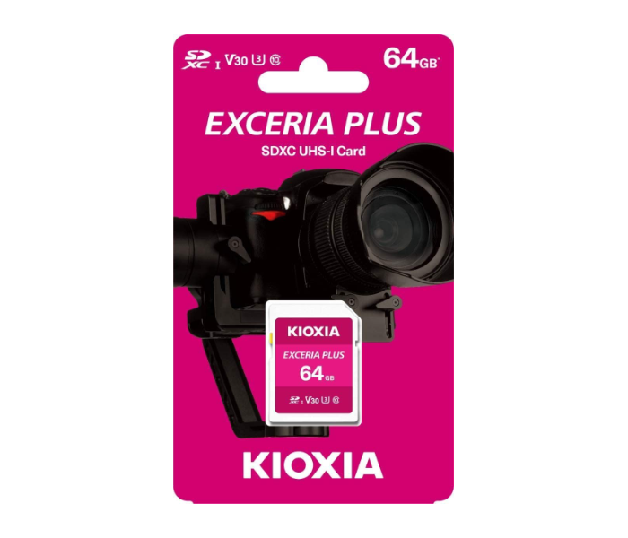 Kioxia LNPL1M064GG4 SDXC UHS-I U3 64GB Class 10 V30 Exceria Plus 4K Video Recording SD Memory Card - Zoom Image 2