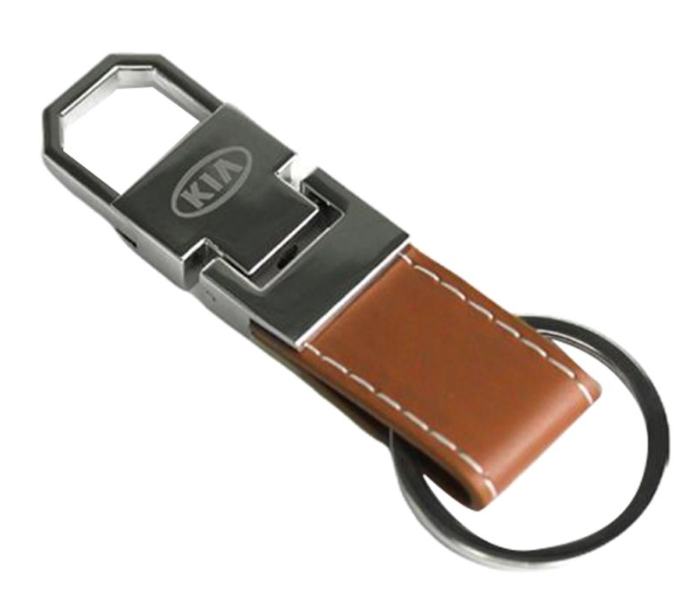 Carabiner Lock Auto Car Small Keychain for KIA - Black and Brown - Zoom Image