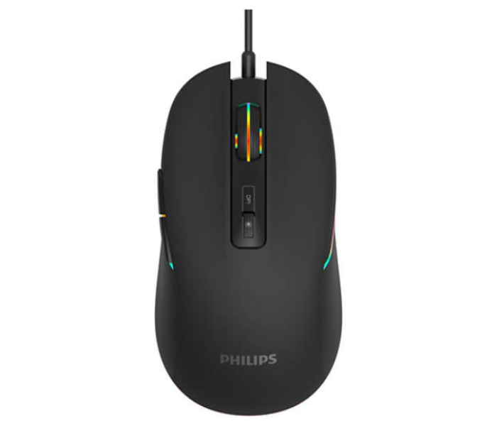 Philips USB SPK9414 Wired Gaming Mouse with Rainbow Backlight and Optical Sensor - Black - Zoom Image 1