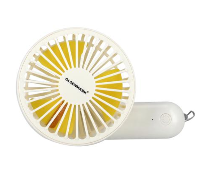 Olsenmark OMF1801 Reachargble Mini Personal Portable Fan with 3 Speed Options - White and Yellow - Zoom Image 2