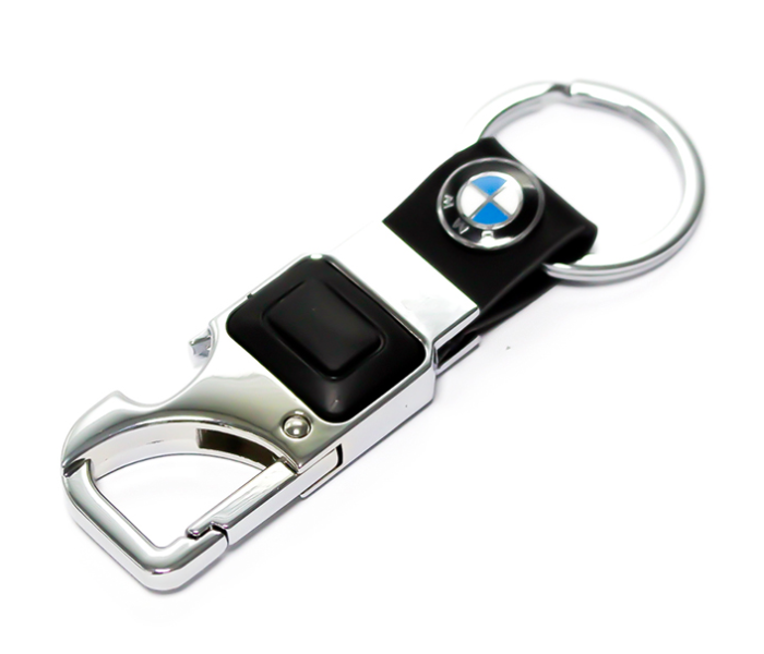 Brand Logo Keychain with Carabiner Hook for BMW - Black and Silver - Zoom Image