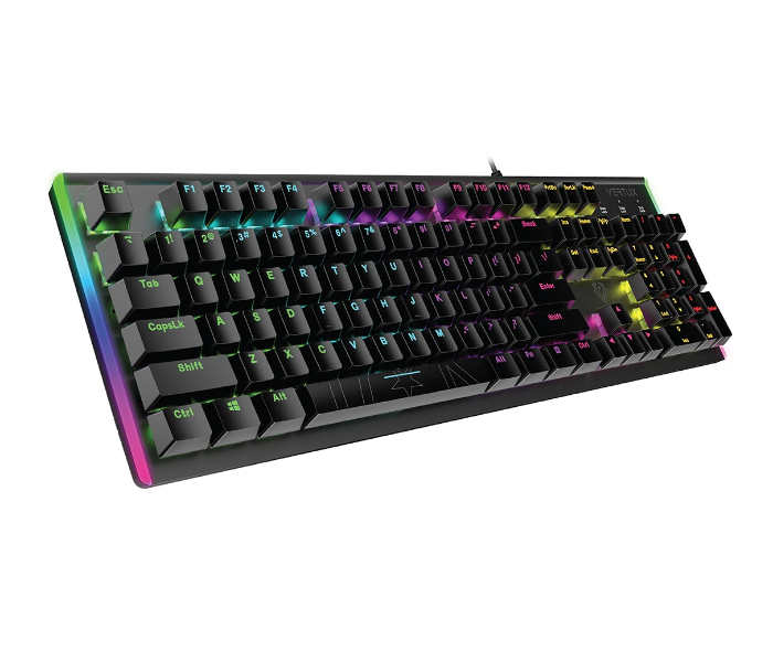 Vertux COMANDO English or Arabic Full Size Mechanical Gaming Keyboard With Quick Media Keys - Black - Zoom Image 1