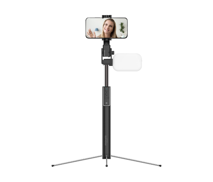 Promate MEDIAPOD Aluminum Extendable Bluetooth Selfie Stick with Built In Tripod - Zoom Image 1