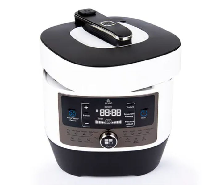 Evvoli EVKA-PC5014B 5 Litter 900W 14 Programs Digital LED Display 24 hours preset timer 14 In 1 Multi-Use Programmable Pressure Cooker  - Black and White - Zoom Image 4