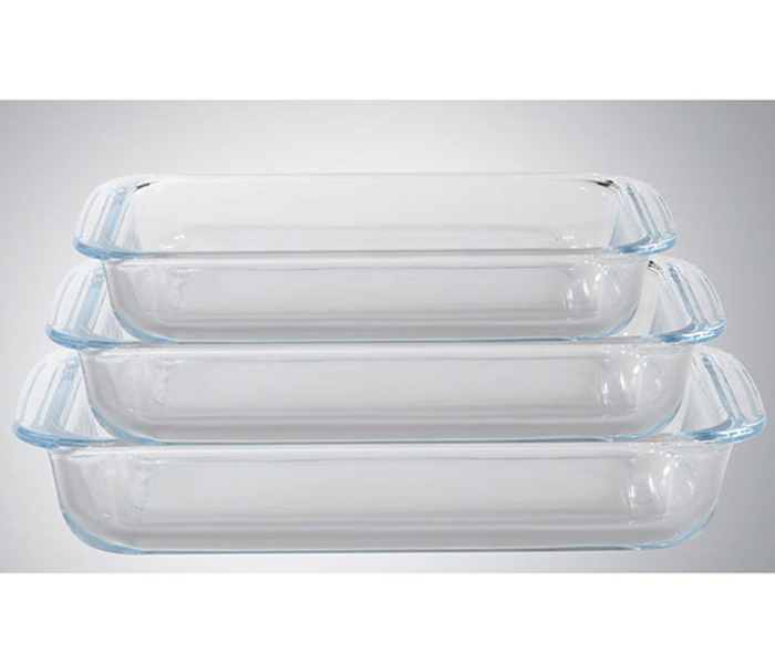 Royalford RF8803 Borosilicate Glass Rectangular Baking Tray - 3 Pieces - Zoom Image 1