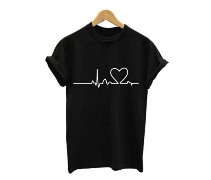 2 Piece New Summer Love Printed XXL Womens Short Sleeve Causal T-Shirts - Black and White - Zoom Image 2