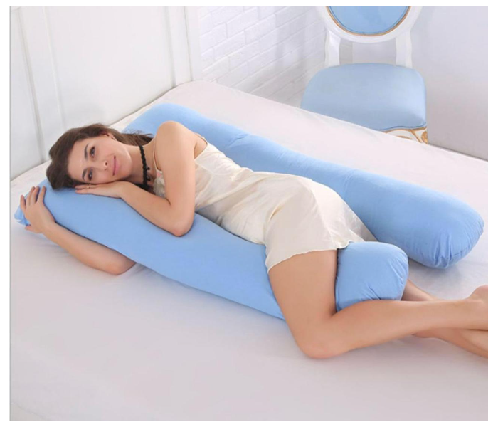 ShowTop U Shaped Bedding Maternity Pillow for Pregnant Women with Removable Jersey - Blue - Zoom Image