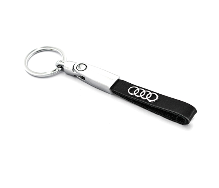 Logo Keychain for Audi - Black and Silver - Zoom Image