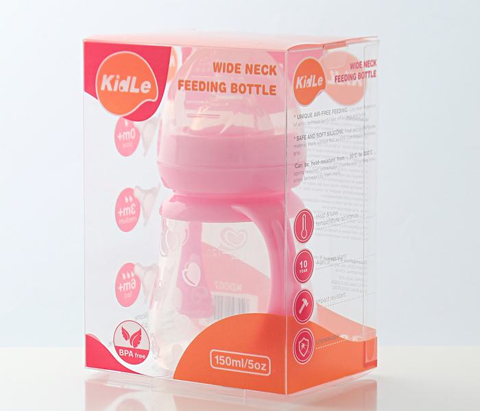 KidLe CJM0013 150ml Wide Mouth Silicone Milk Bottle Feeding Bottle - Pink - Zoom Image 4