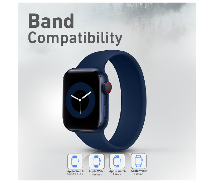 Promate LOOP-44XL 42mm or 44mm Extra Large Solo Loop Strap for Apple Watch - Navy Blue - Zoom Image 3