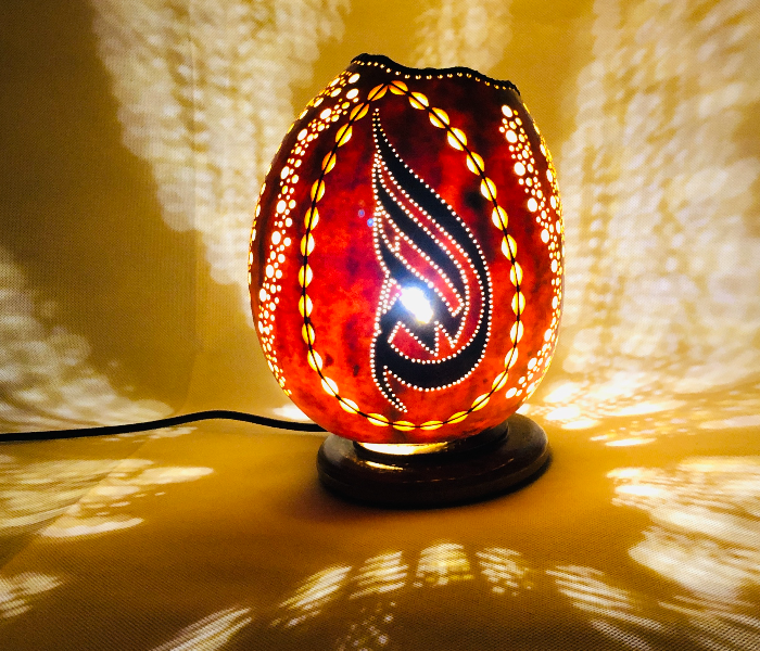 Handmade Gourd Art Night Lamp Allah - Wood - Zoom Image 2