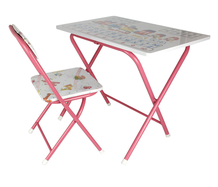 Leostar 3678 Kids Folding Study Table and Chair Set - Pink - Zoom Image 1