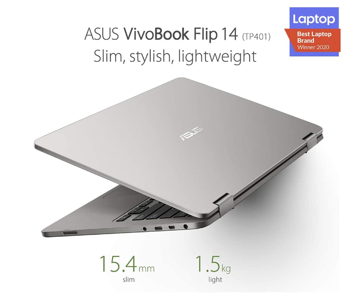 Asus VivoBook TP401MA-EC340TS 14 inch FHD Intel Celeron 4GB RAM 128GB SSD Intel HD VGA Windows 10 - Light Grey - Zoom Image 2