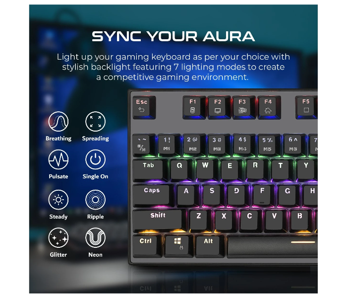 Vertux TACTICAL.E Hyper Tactile Mechanical Gaming Keyboard - Black - Zoom Image 4